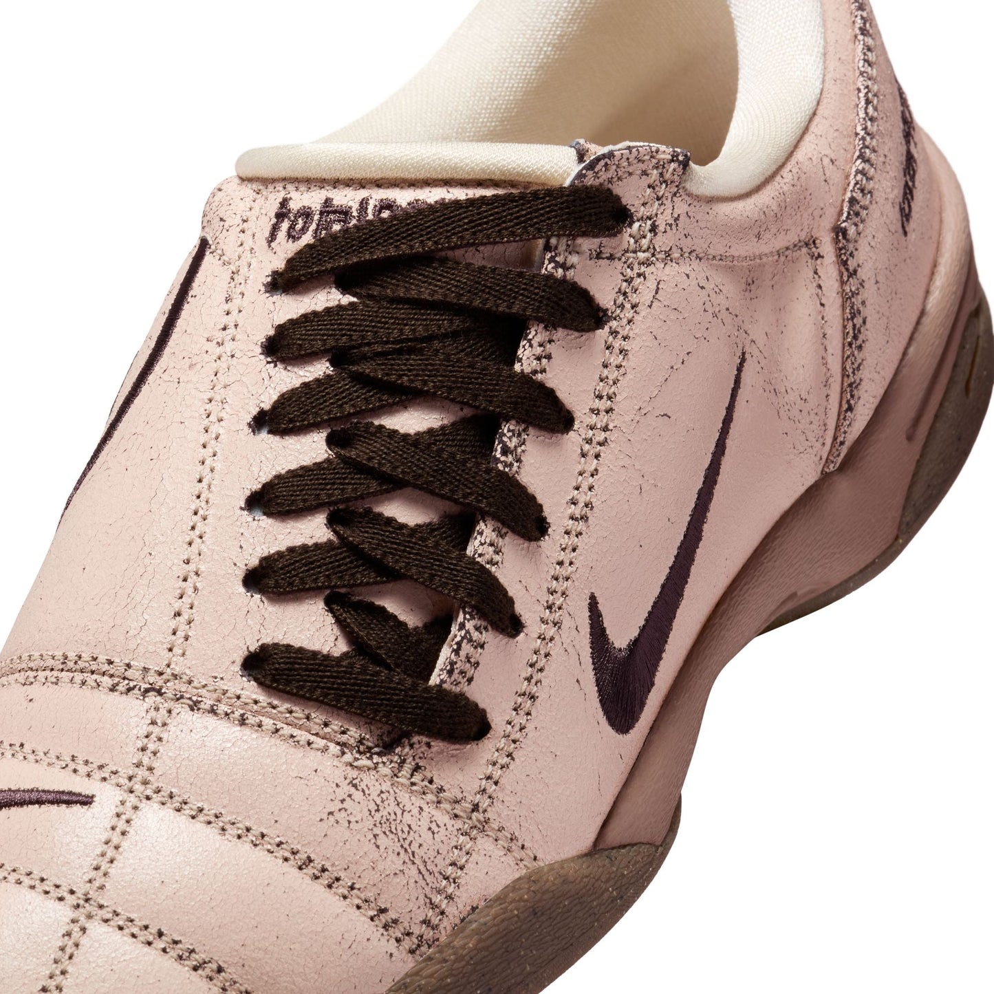 Nike T90 Premium Indoor Soccer Shoe- Pearl White/ Shadow Brown/ Pearl White