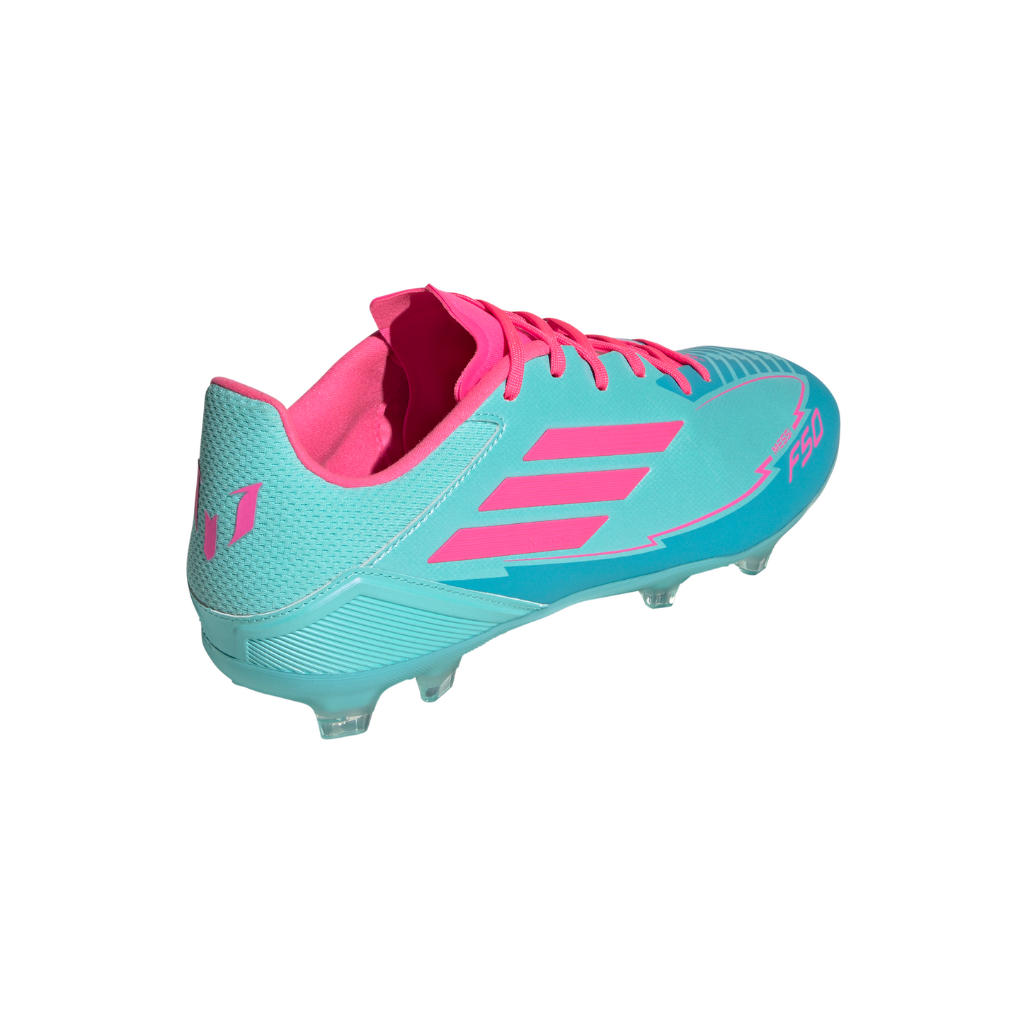 adidas Messi F50 League FG Firm Ground Soccer Cleats- Flash Aqua/ Lucid Pink /Lucid Cyan
