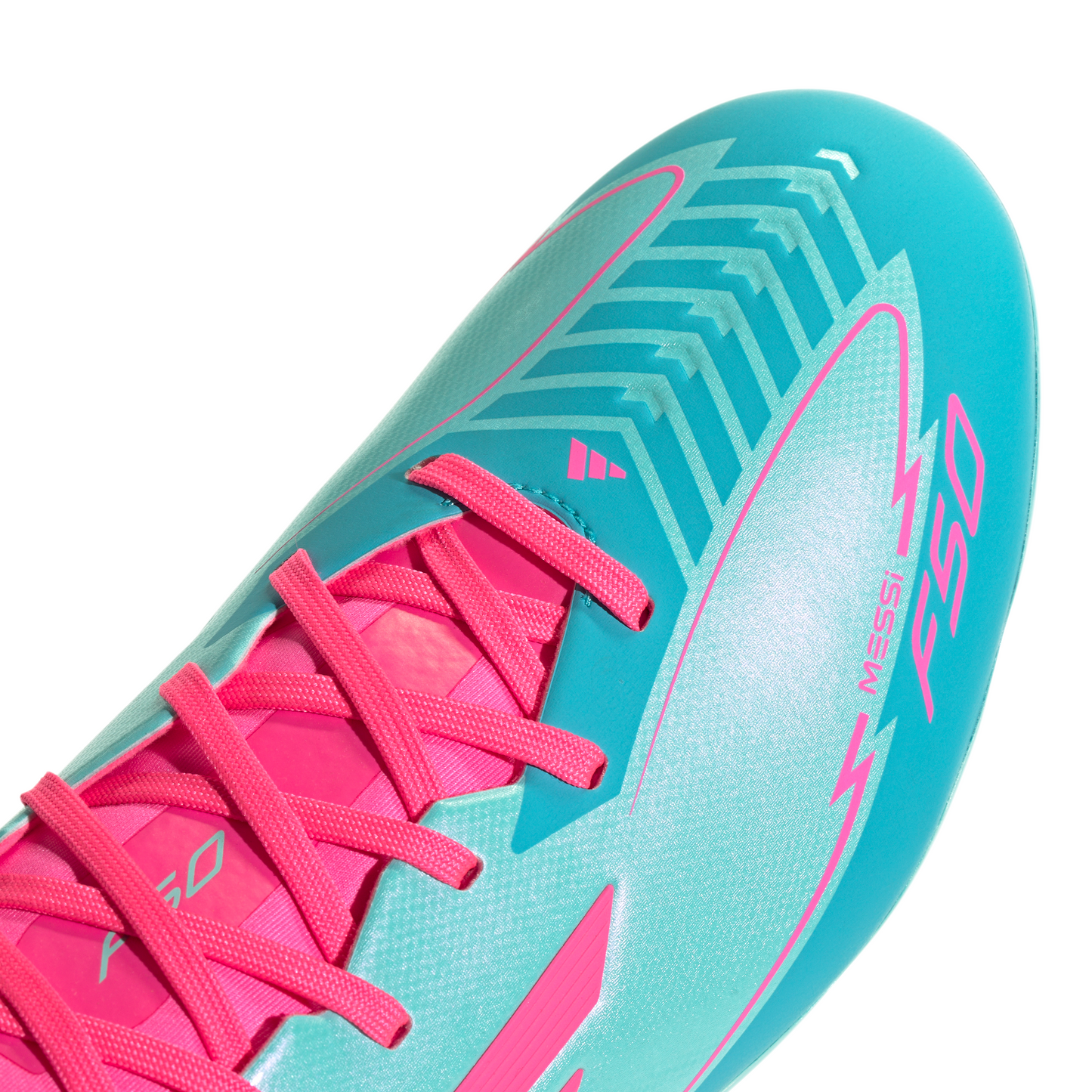 adidas Messi F50 League FG Firm Ground Soccer Cleats- Flash Aqua/ Lucid Pink /Lucid Cyan