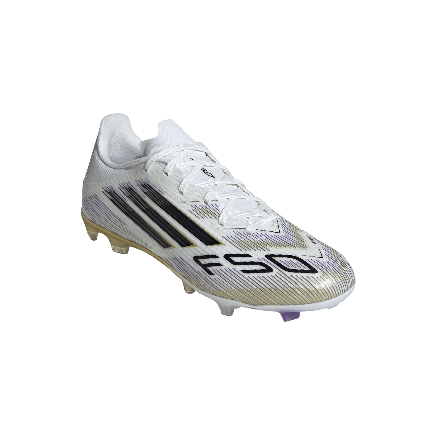 adidas F50 League FG Firm Ground Soccer Cleats-Cloud White / Core Black / Gold Metallic