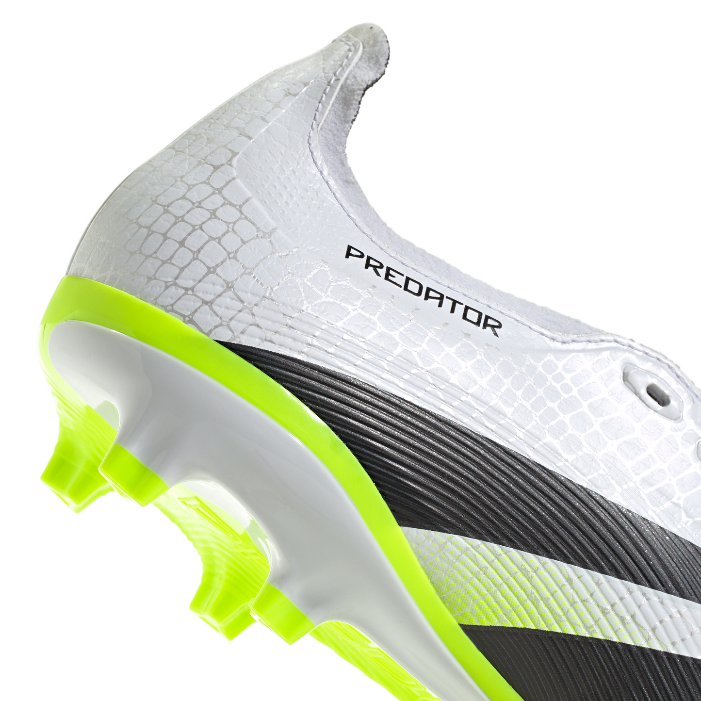 adidas Predator League FoldTongue FG Firm Ground Soccer Cleat -Cloud White / Core Black / Lucid Lemon