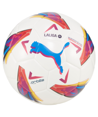 Puma Orbita La Liga Replica 1 FIFA Match Soccer Ball - White/Beetroot Purple/Blue Atoll