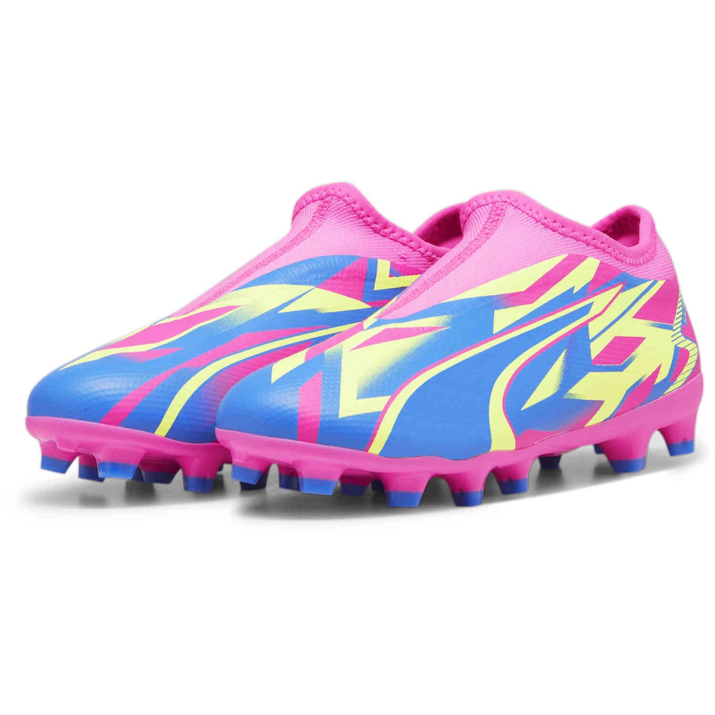 Puma Ultra Match LL FG/AG Junior Firm Ground Soccer Cleat - Luminous Pink-Ultra Blue-Yellow Alert