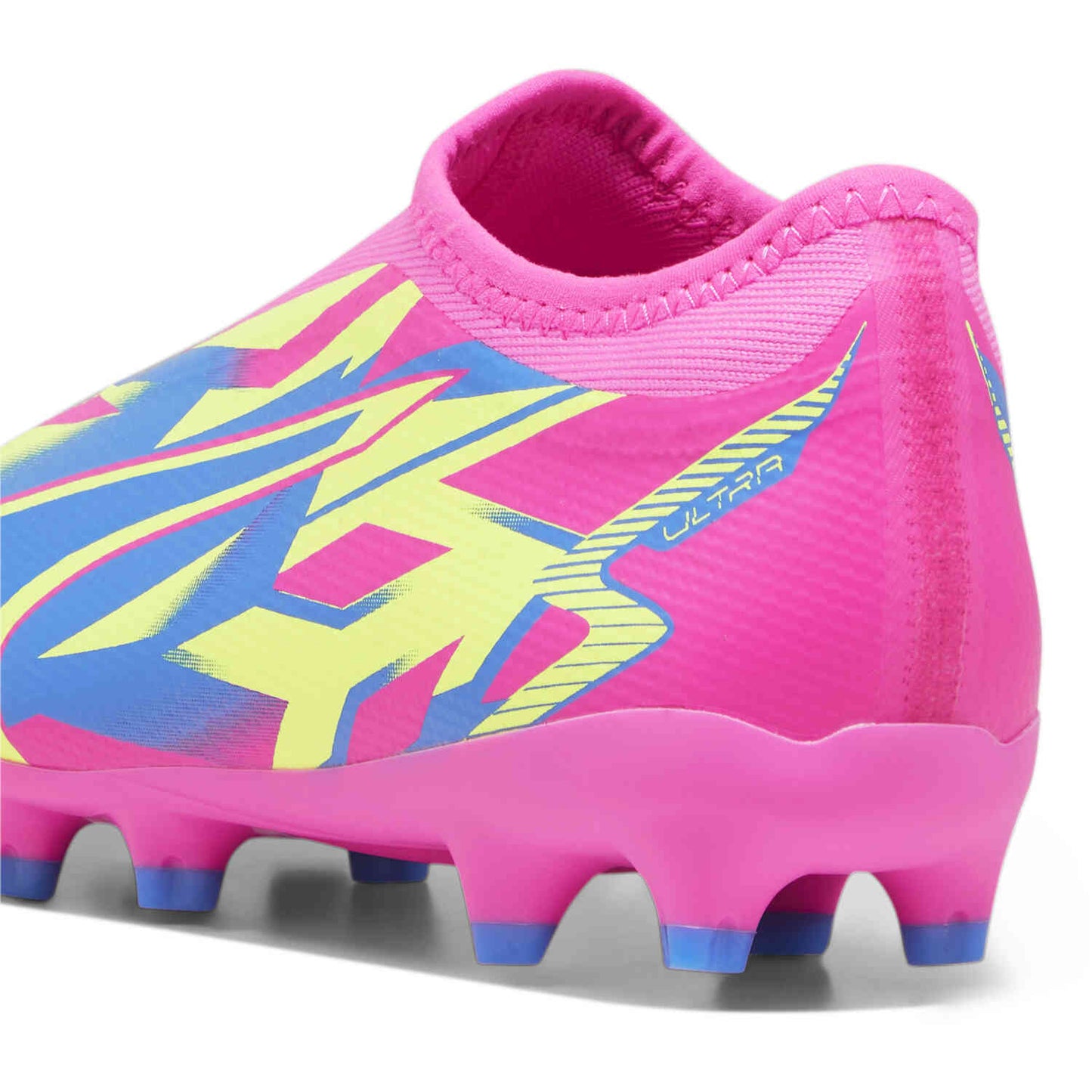 Puma Ultra Match LL FG/AG Junior Firm Ground Soccer Cleat - Luminous Pink-Ultra Blue-Yellow Alert