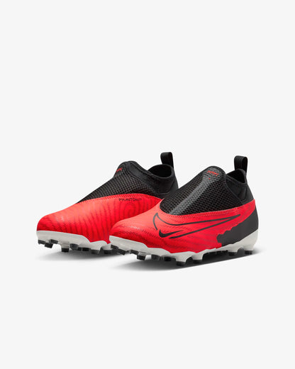 Nike Junior Phantom GX Academy DF FG/MG Soccer Cleat - Bright Crimson/ Black-White