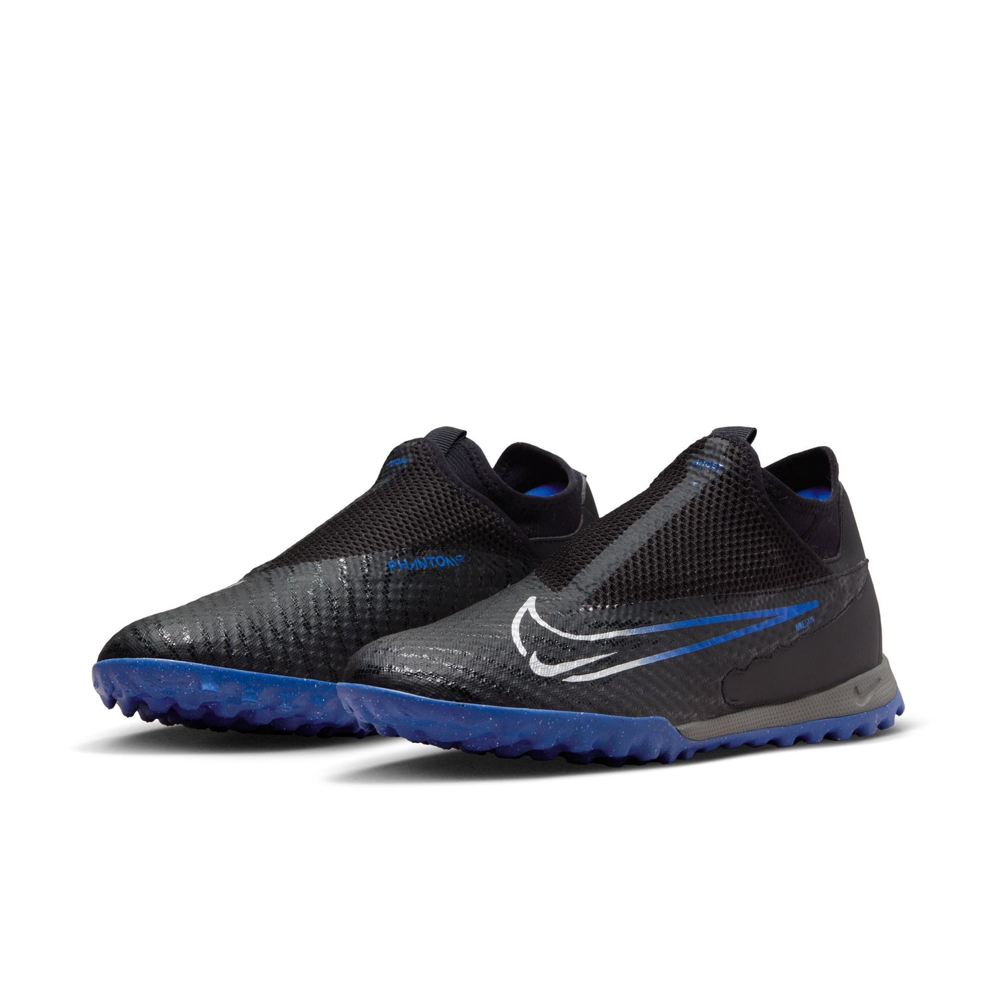 Nike Phantom GX Academy Turf Soccer Shoes -Black/Chrome-Hyper Royal