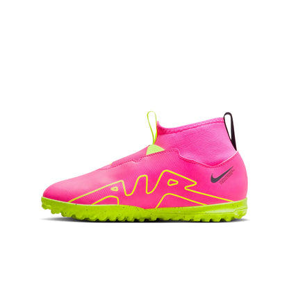 Nike Junior Zoom Mercurial Superfly 9 Academy TF Turf Soccer Shoes - PinkBlast/Volt