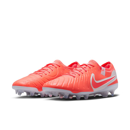 Nike Tiempo Legend 10 Elite FG Firm Ground Soccer Cleats - Hot Lava/ White