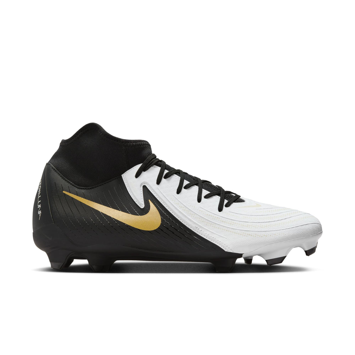 Nike Phantom Luna II Academy FG Firm Ground Soccer Cleat - White/Black/Metallic Gold Coin