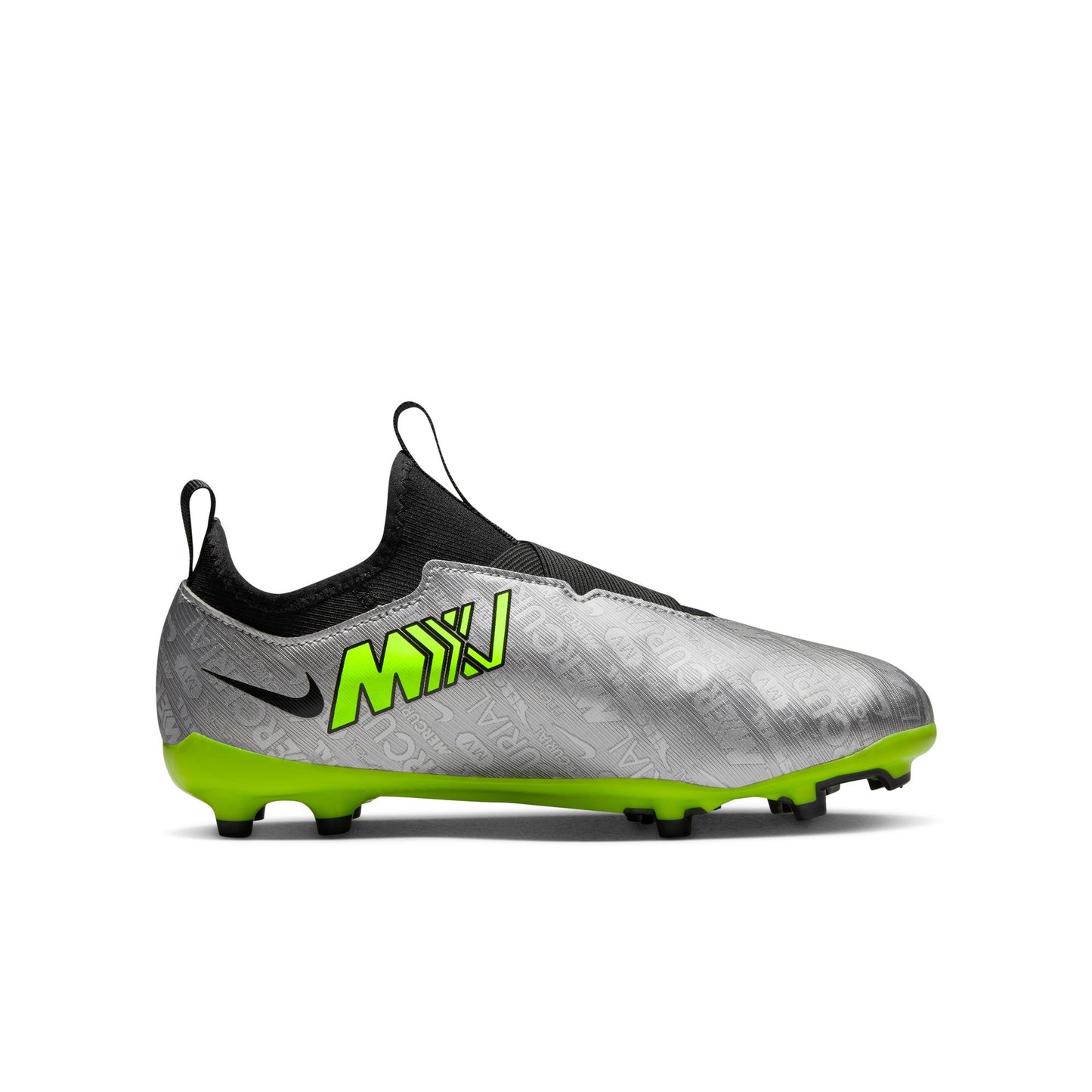 Nike Junior Zoom Vapor 15 Academy FG/MG Soccer Cleat-  Metallic Silver/ Volt-Black