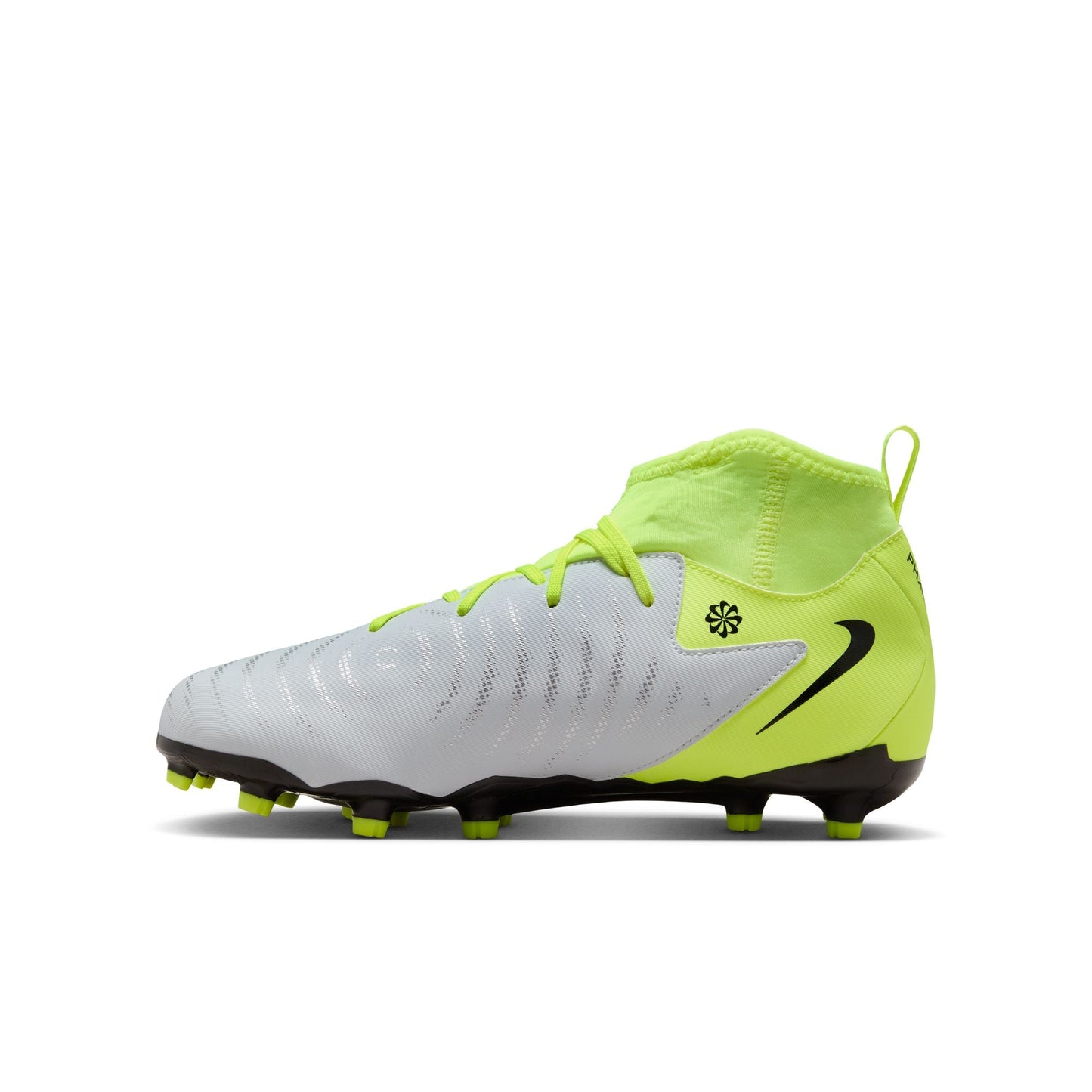 Nike Junior Phantom Luna II Academy FG/MG Soccer Cleat - Metallic Silver/Black-Volt