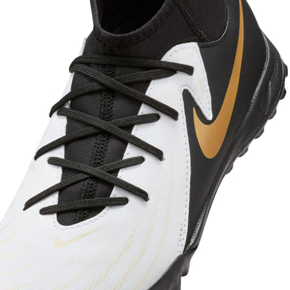 Nike Junior Phantom Luna II Academy TF Turf Soccer Cleat - White/Black/Metallic Gold Coin