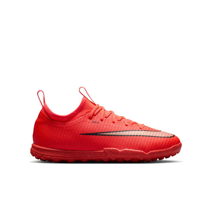 Nike Junior Vapor 17 Academy TF Turf Soccer Shoes - Bright Crimson/ Blur