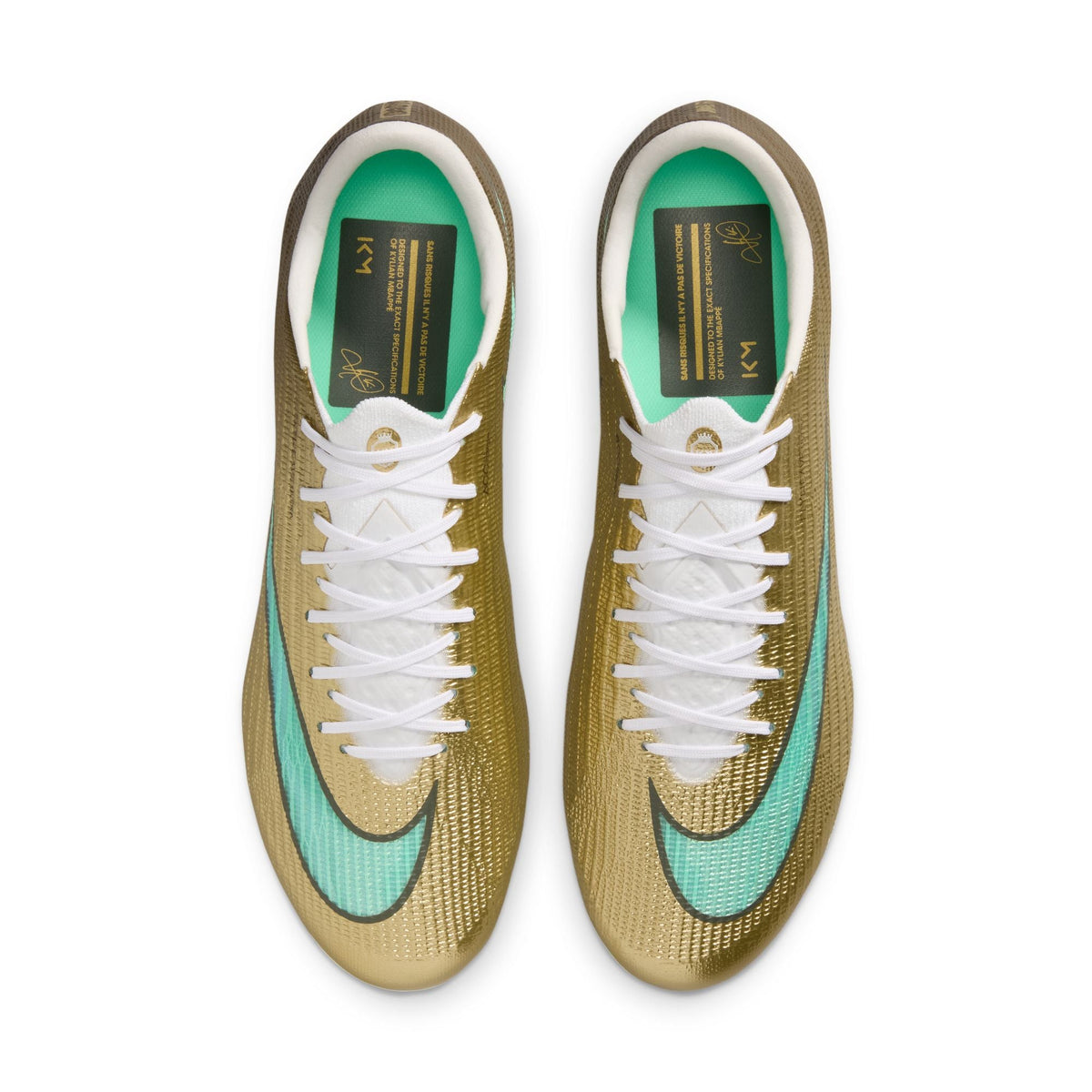Nike Mercurial Superfly 11 Elite Kylian Mbappe  FG Firm Ground Soccer Cleat - Metallic Gold / Green Glow