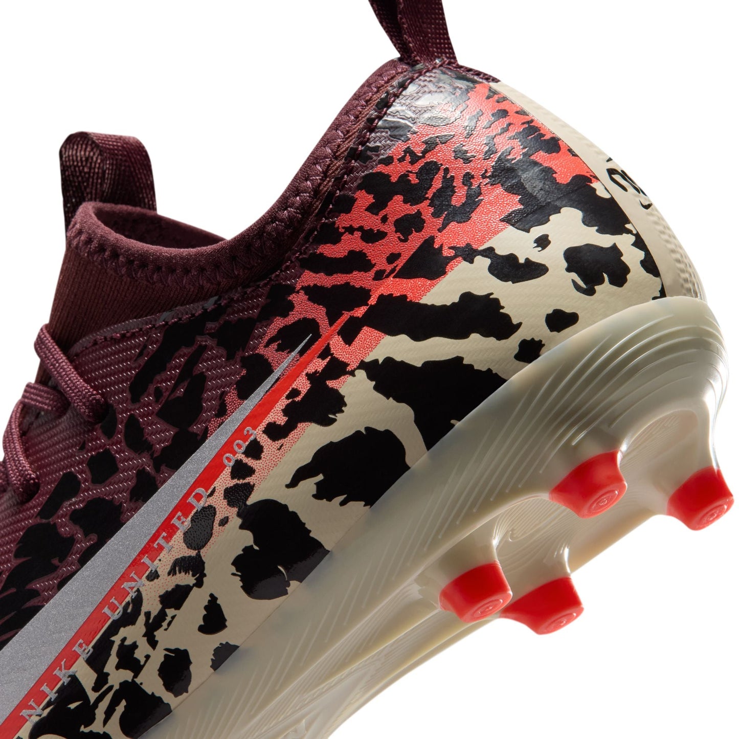 Nike United Junior Mercurial Vapor 16 Academy FG Firm Ground Low-Top Soccer Cleats- Burgundy Crush/Metallic Silver