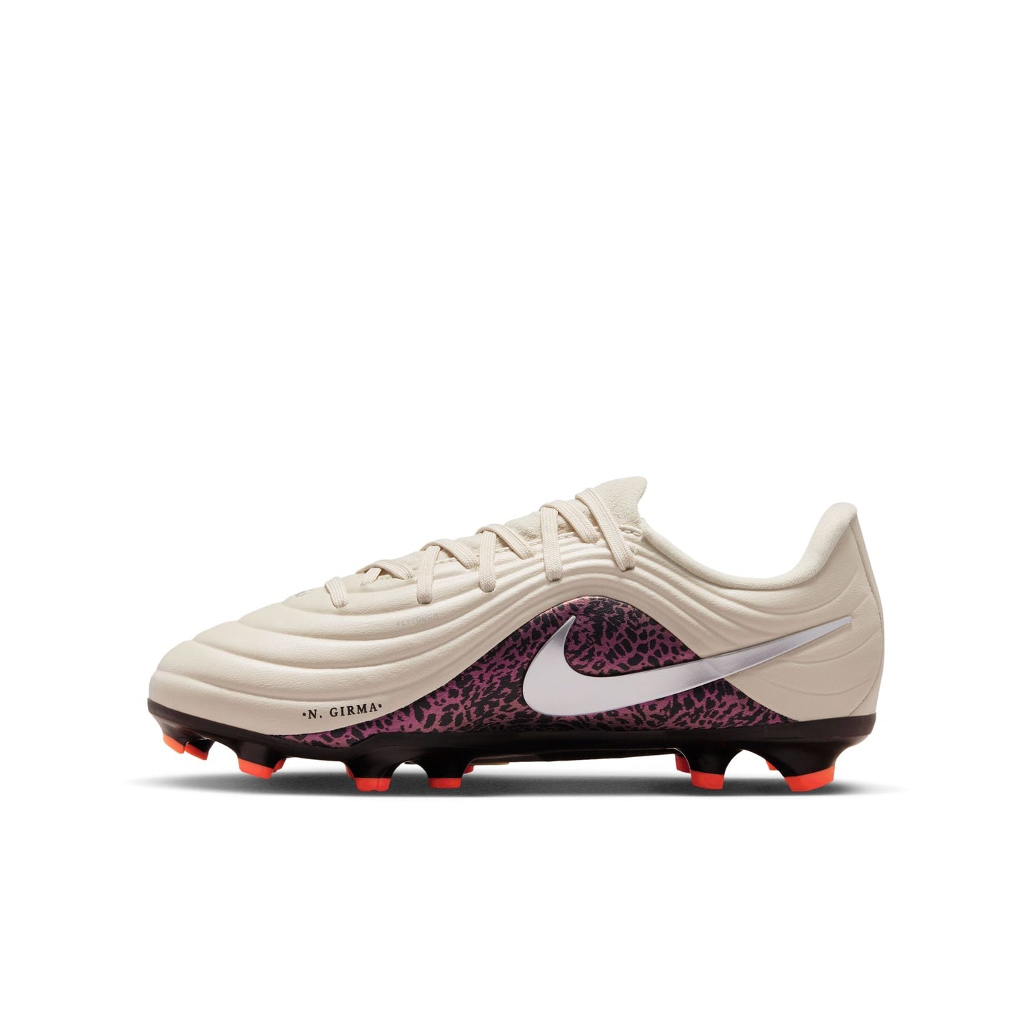 Nike United Junior Tiempo Maestro Academy FG Firm Ground Soccer Cleat - Fossil/Metallic Silver/Burgundy Crush