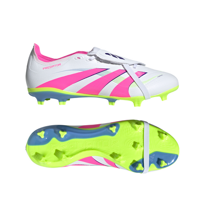adidas Predator League FT FG Firm Ground Soccer Cleat -Cloud White / Lucid Pink / Lucid Lemon
