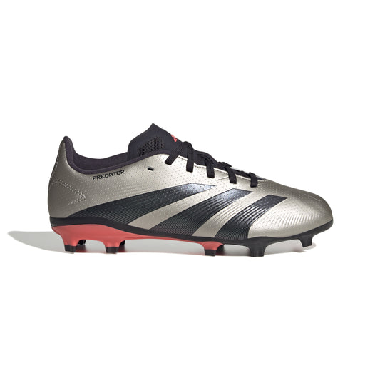 adidas Predator League FG Junior Firm Ground Soccer Cleat - Platin Metallic/ Aurora Black/ Turbo