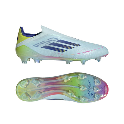 adidas F50 Elite Laceless FG Firm Ground Soccer Cleat - Almost Blue/ Lucid Pink/ Semi Solar Yellow