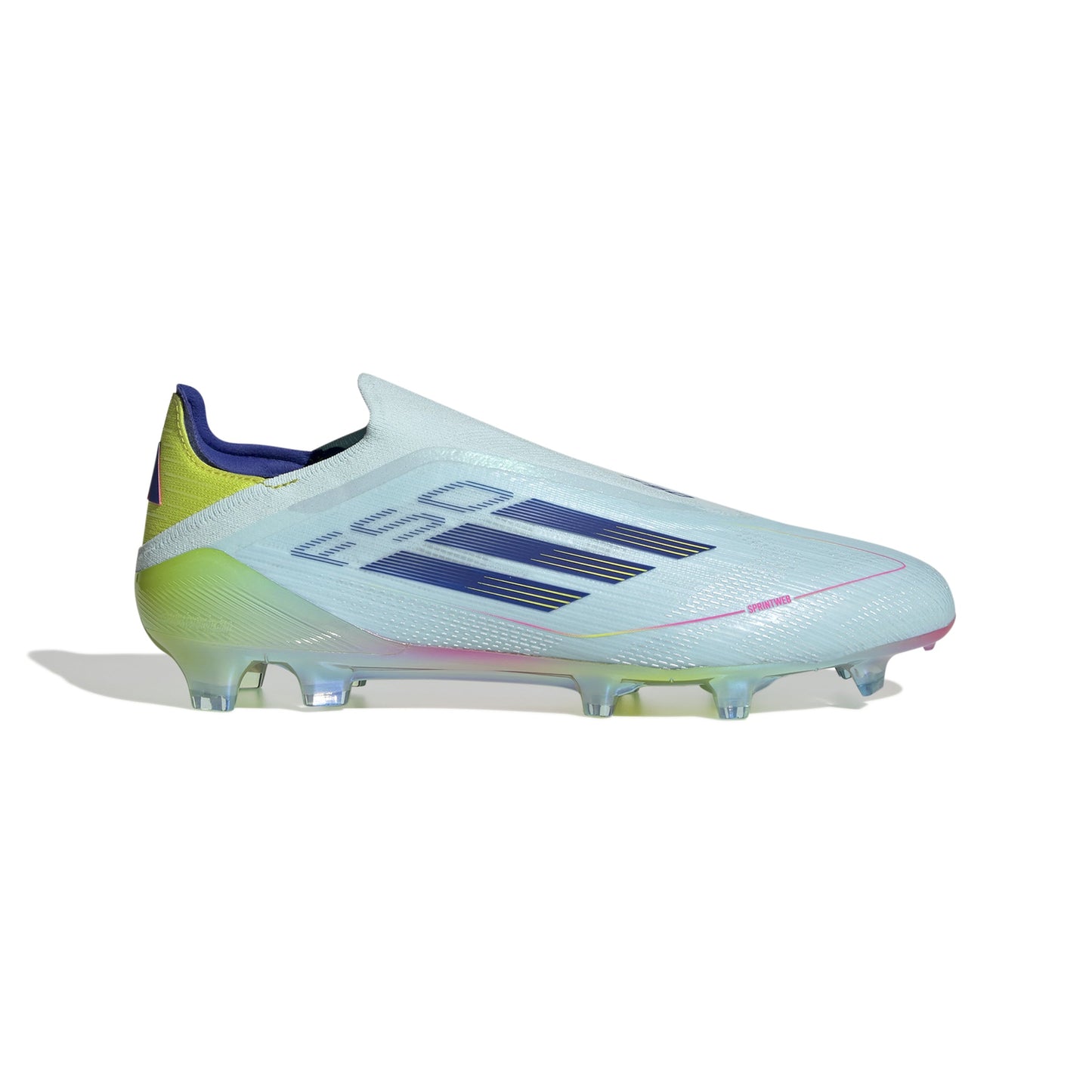 adidas F50 Elite Laceless FG Firm Ground Soccer Cleat - Almost Blue/ Lucid Pink/ Semi Solar Yellow