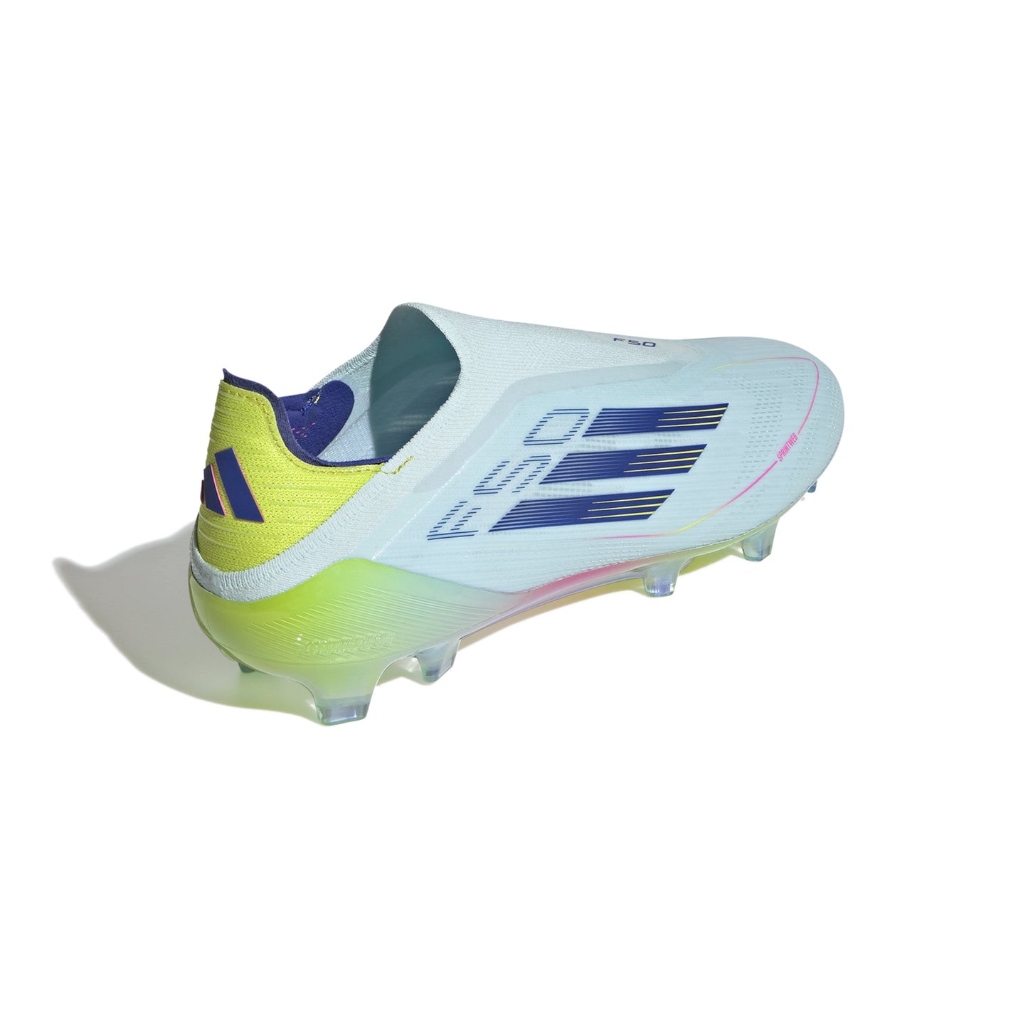 adidas F50 Elite Laceless FG Firm Ground Soccer Cleat - Almost Blue/ Lucid Pink/ Semi Solar Yellow