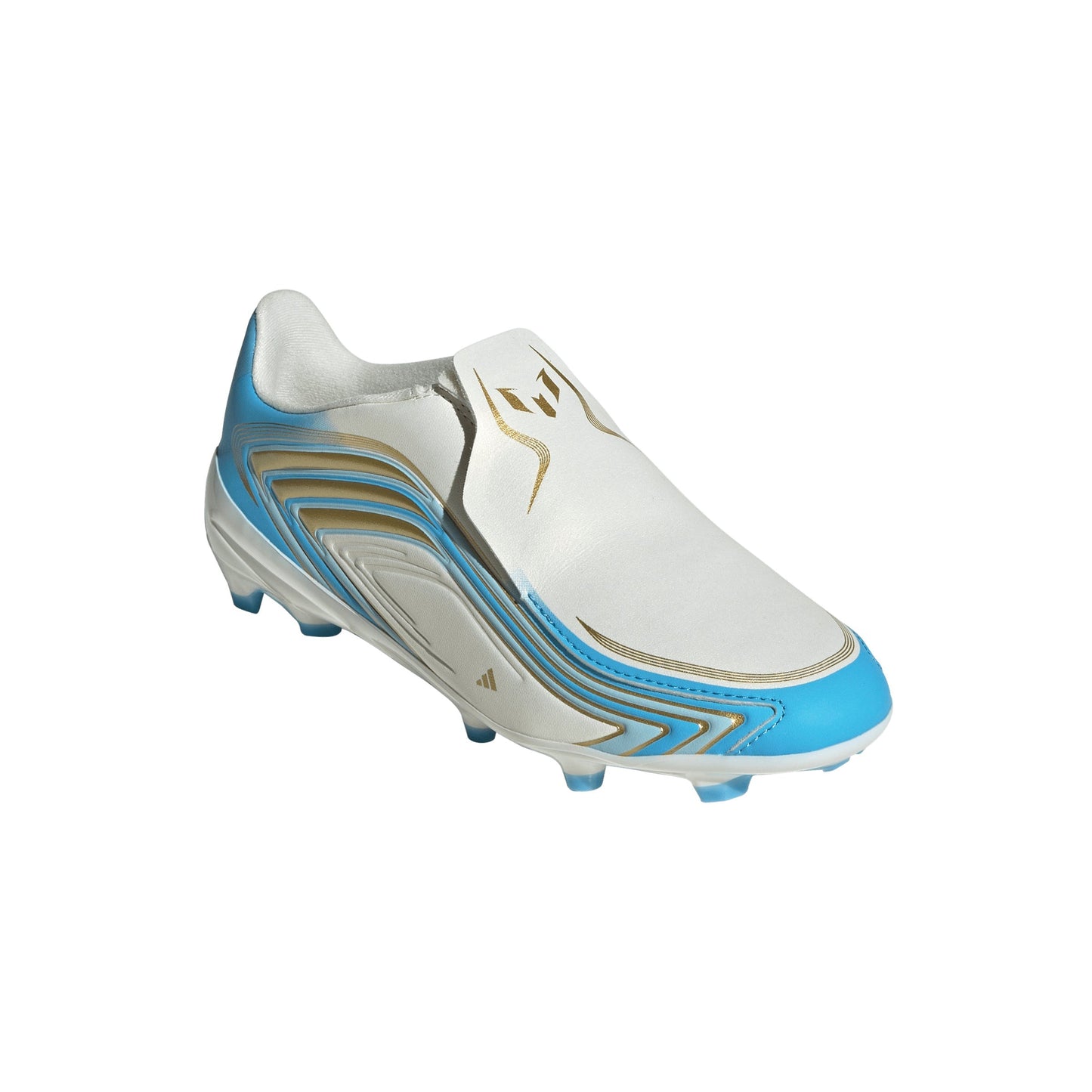 Adidas F50 Messi League Junior FG Firm Ground Soccer Cleats - Ivory/Semi Blue Burst/Icey Blue