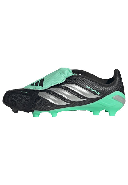 adidas Junior Predator League FT Fold Tongue FG Firm Ground Soccer Cleats - Core Black/Silver Met/Pulse Mint