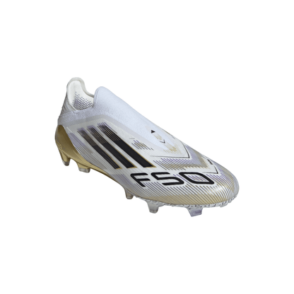 adidas F50 Elite Laceless FG Firm Ground Soccer Cleats-Cloud White / Core Black / Gold Metallic