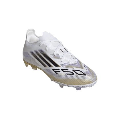 adidas F50 Elite Junior FG Firm Ground Soccer Cleats- Cloud White /Core Black /Gold Metallic