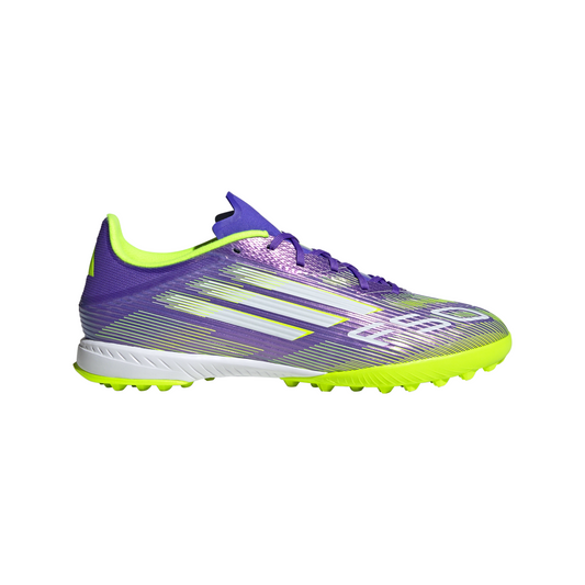 adidas F50 League TF Turf Soccer Cleats - Purple Rush / Cloud White / Lucid Lemon