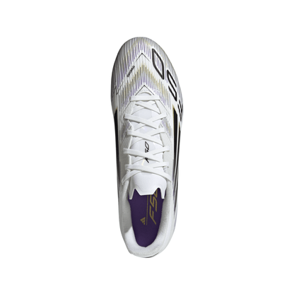 adidas F50 League FG Firm Ground Soccer Cleats-Cloud White / Core Black / Gold Metallic