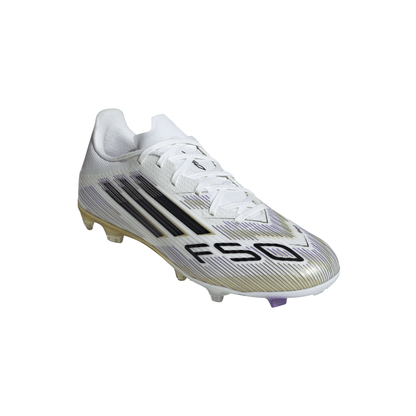 adidas F50 League FG Firm Ground Soccer Cleats-Cloud White / Core Black / Gold Metallic