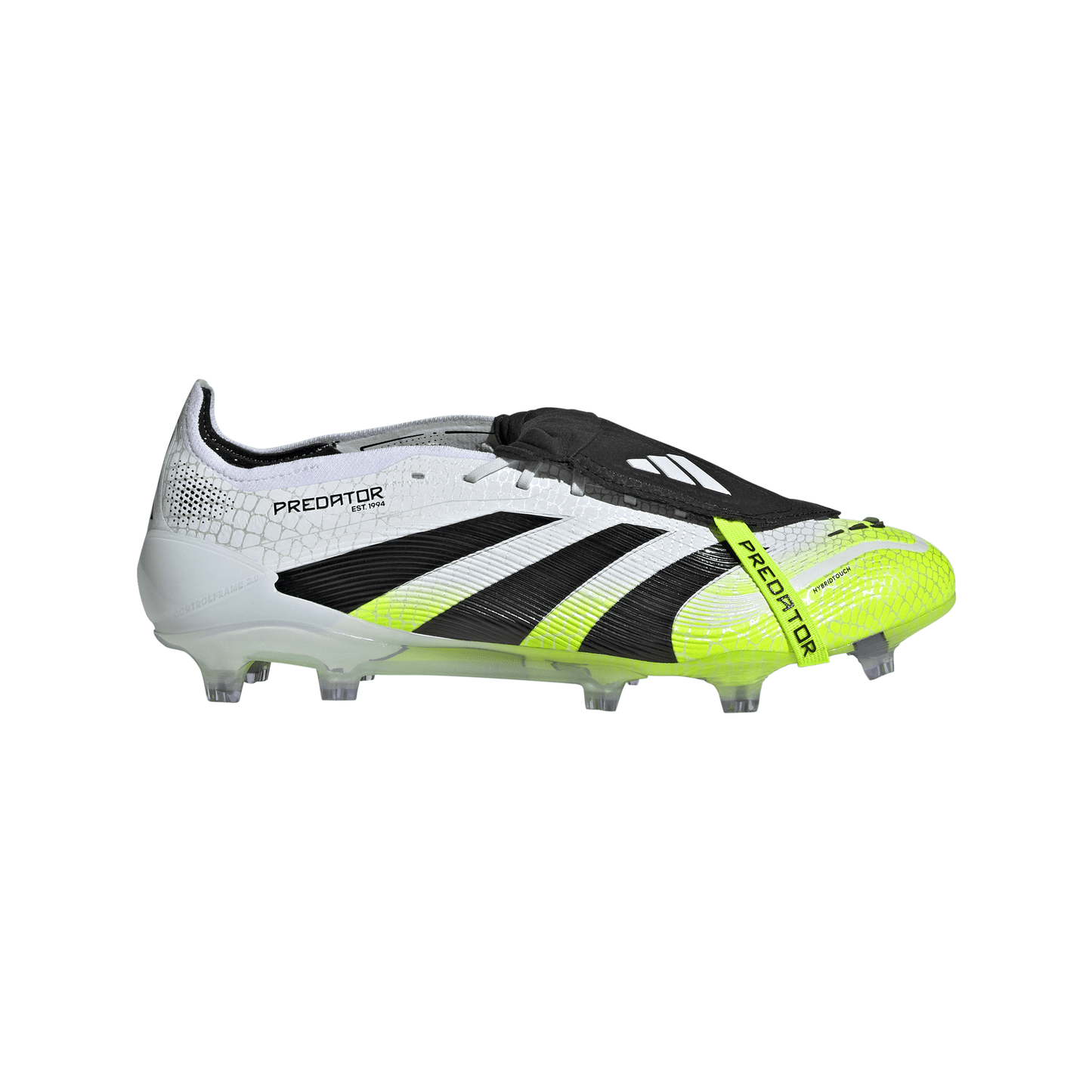 adidas Predator Elite FoldTongue FT FG Firm Ground Soccer Cleats- Cloud White / Core Black / Lucid Lemon