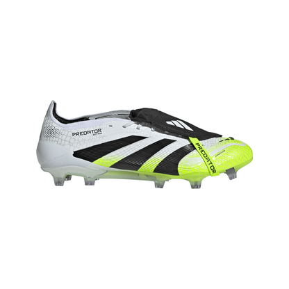 adidas Predator Elite FoldTongue FT FG Firm Ground Soccer Cleats- Cloud White / Core Black / Lucid Lemon