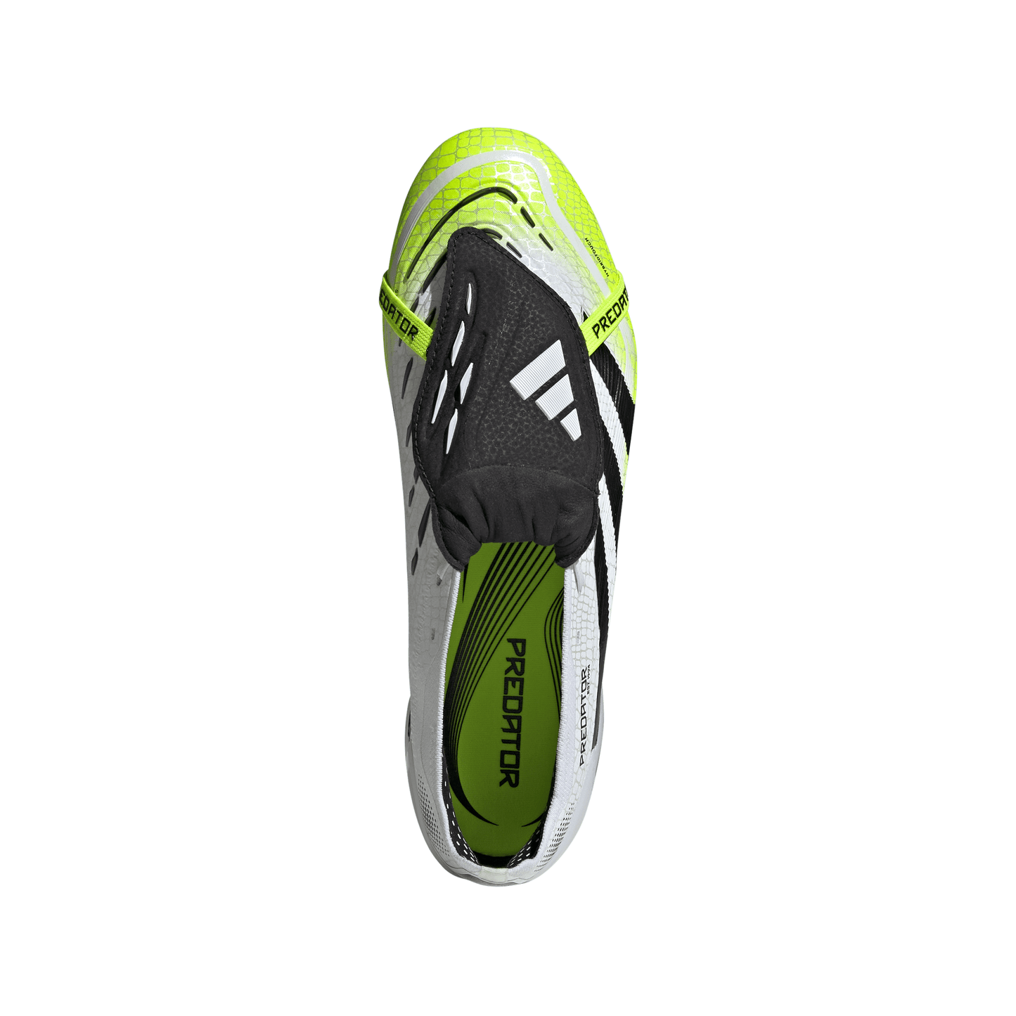 adidas Predator Elite FoldTongue FT FG Firm Ground Soccer Cleats- Cloud White / Core Black / Lucid Lemon