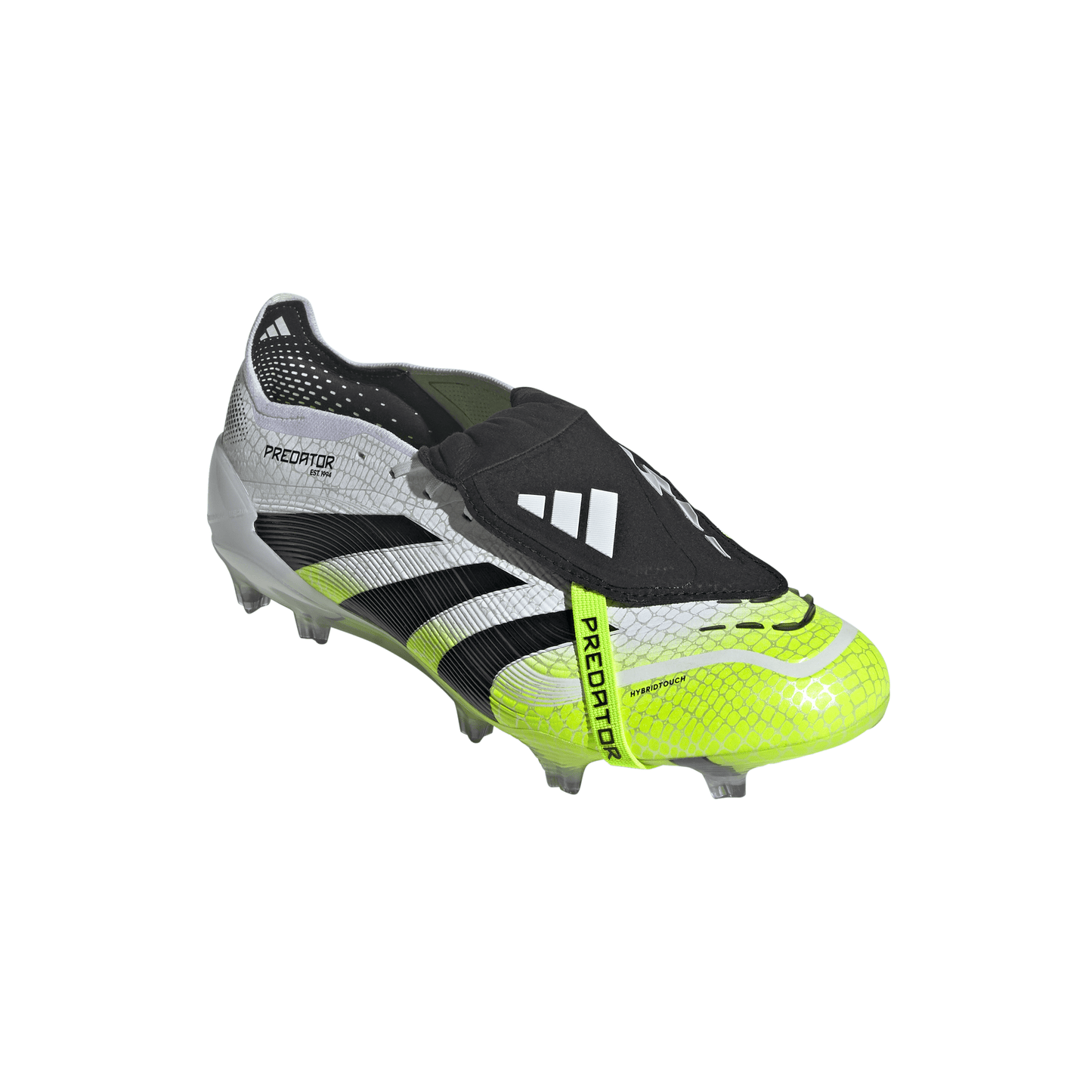 adidas Predator Elite FoldTongue FT FG Firm Ground Soccer Cleats- Cloud White / Core Black / Lucid Lemon