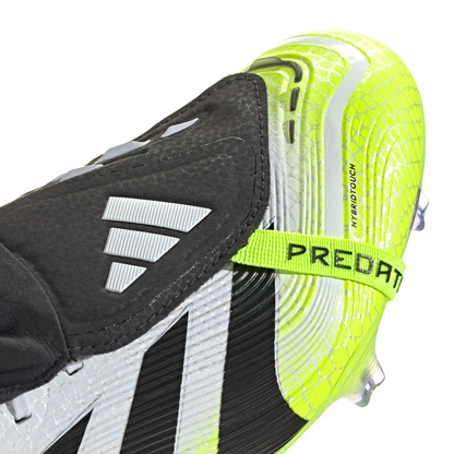 adidas Predator Elite FoldTongue FT FG Firm Ground Soccer Cleats- Cloud White / Core Black / Lucid Lemon