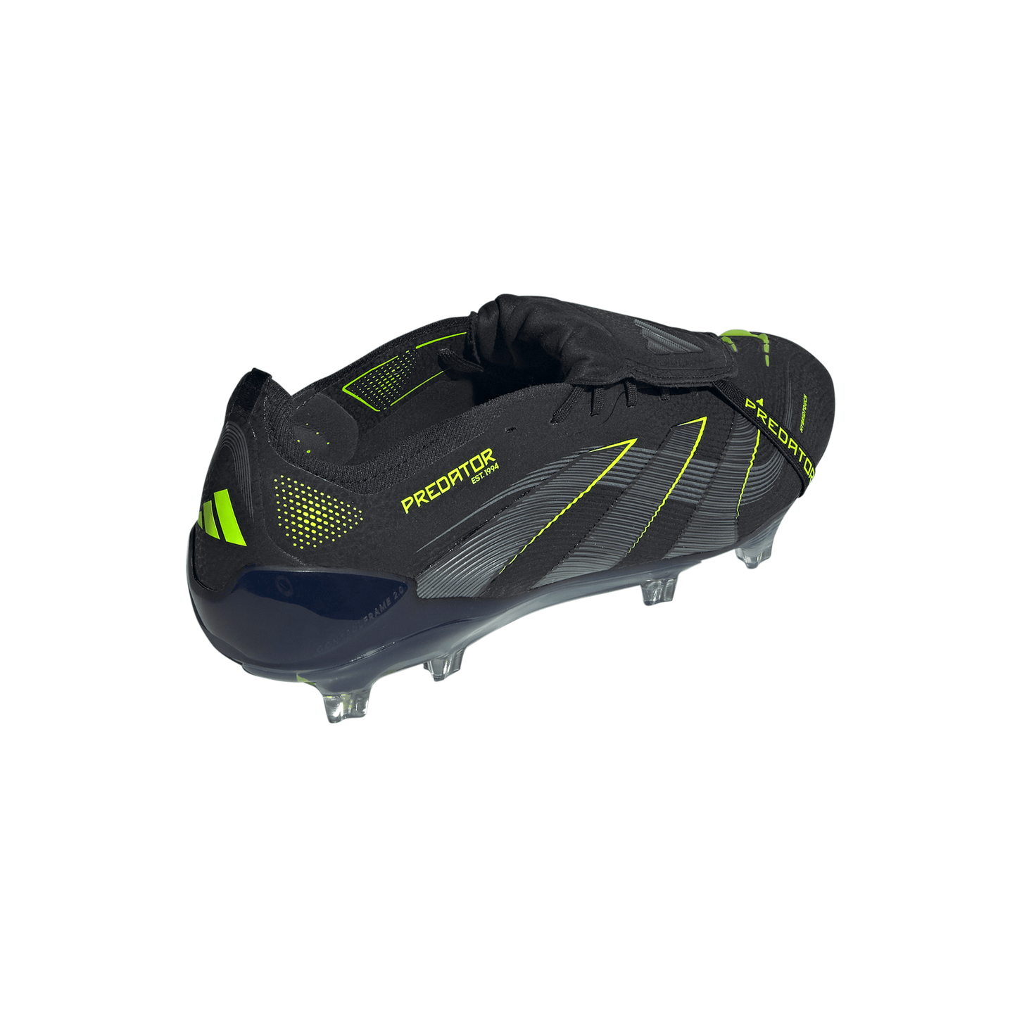 adidas Predator Elite FoldTongue FT FG Firm Ground Soccer Cleats- Core Black / Carbon / Lucid Lemon