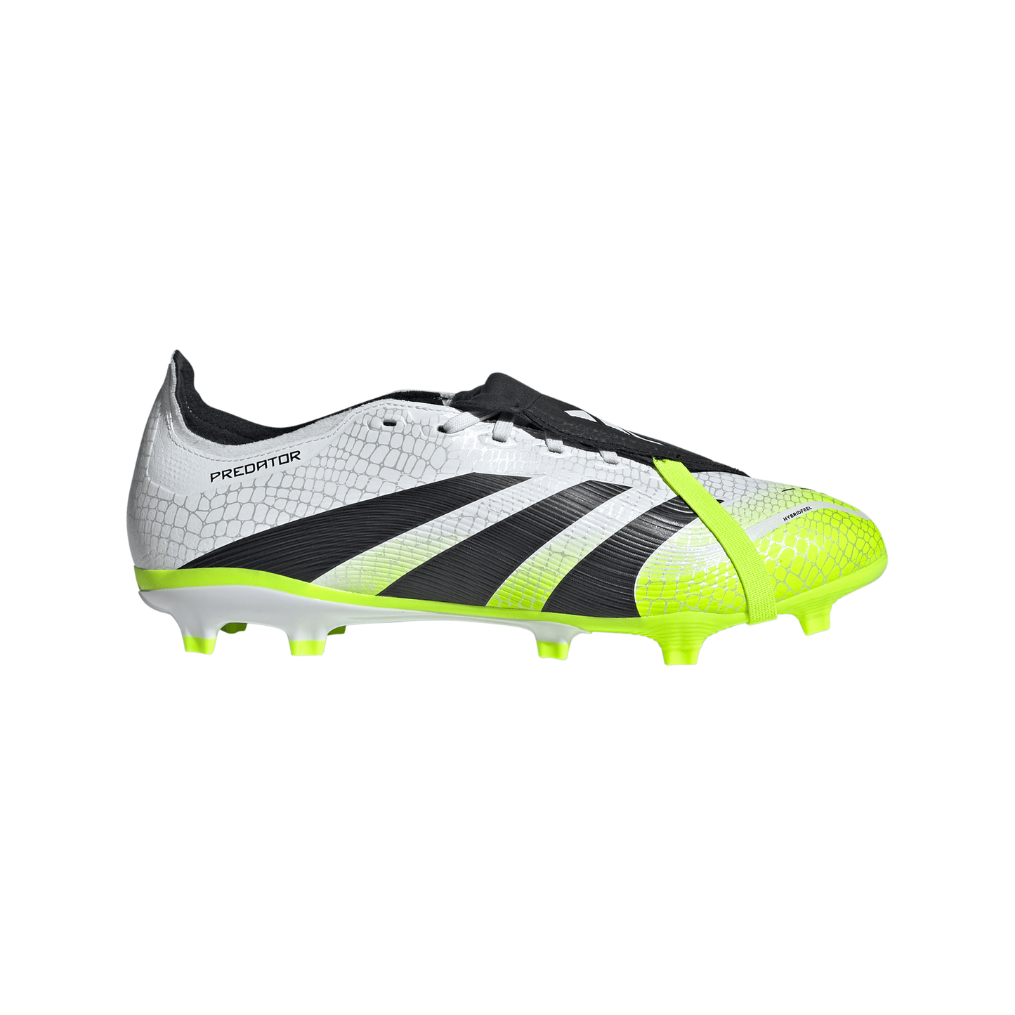 adidas Predator League FoldTongue FG Firm Ground Soccer Cleat -Cloud White / Core Black / Lucid Lemon