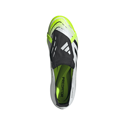 adidas Predator League FoldTongue FG Firm Ground Soccer Cleat -Cloud White / Core Black / Lucid Lemon
