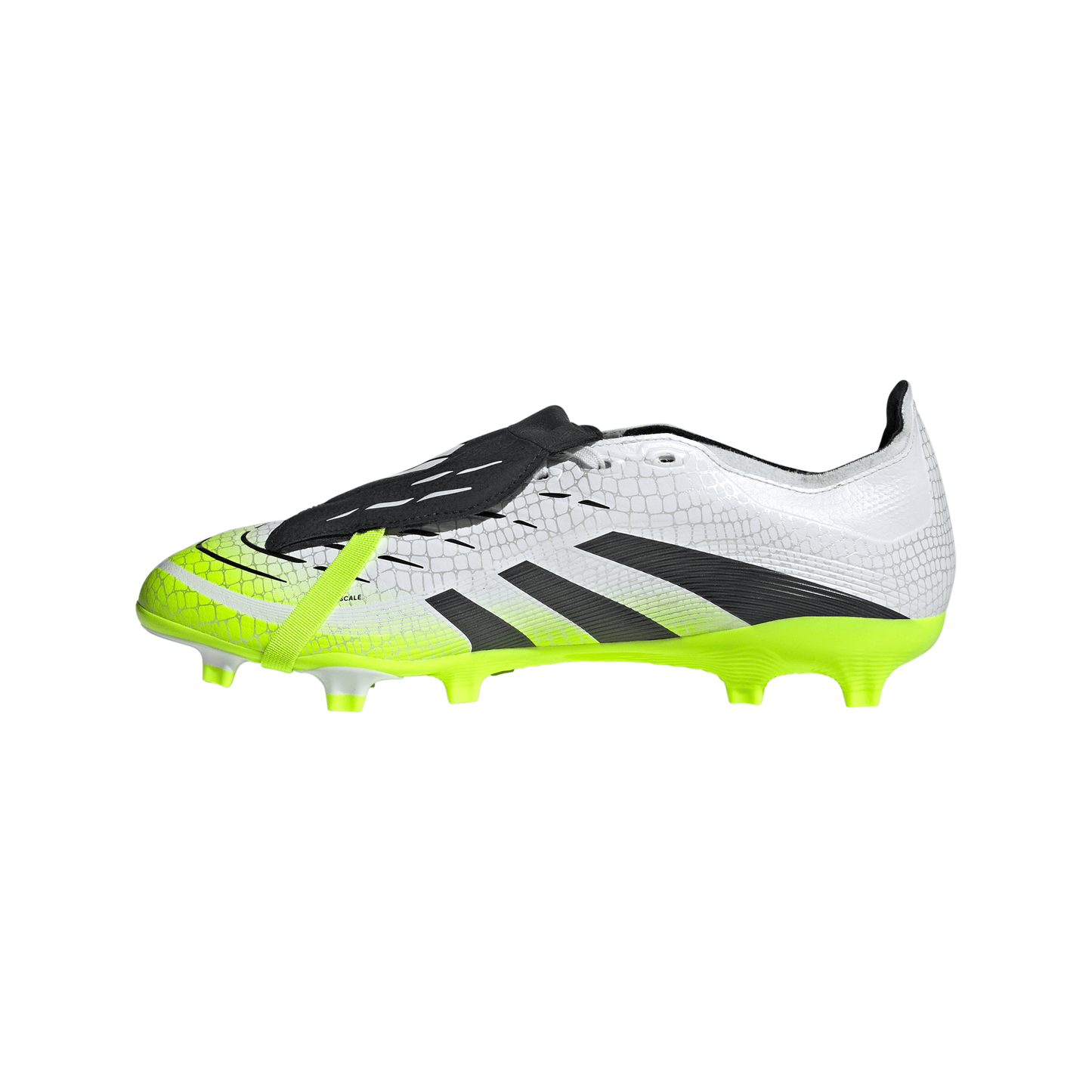 adidas Predator League FoldTongue FG Firm Ground Soccer Cleat -Cloud White / Core Black / Lucid Lemon