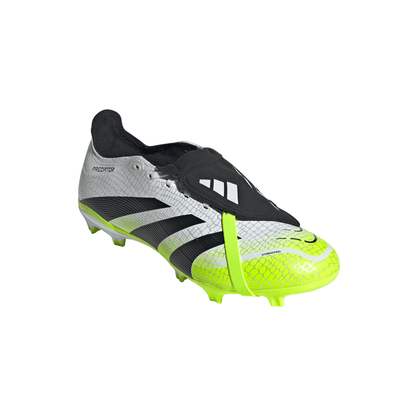 adidas Predator League FoldTongue FG Firm Ground Soccer Cleat -Cloud White / Core Black / Lucid Lemon