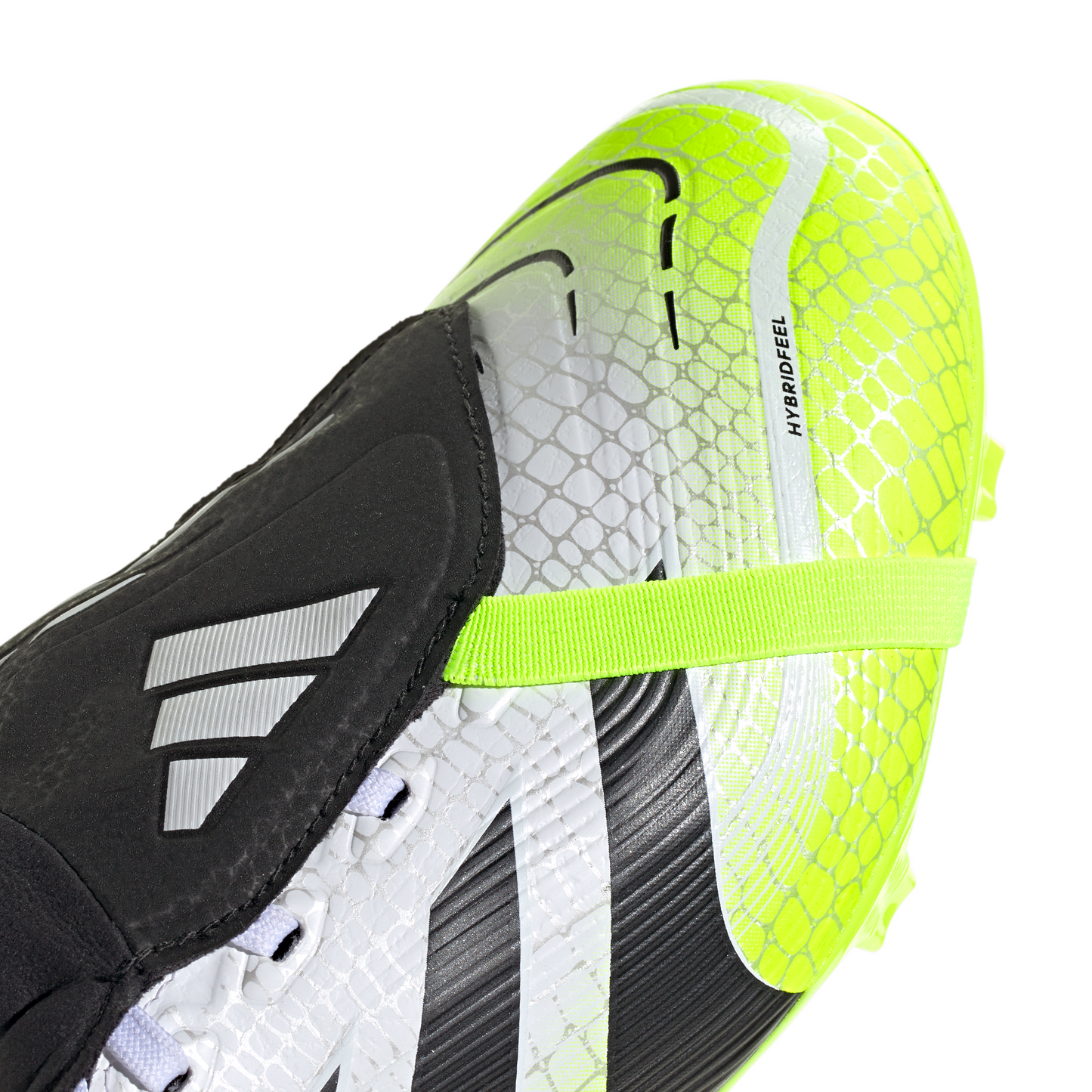 adidas Predator League FoldTongue FG Firm Ground Soccer Cleat -Cloud White / Core Black / Lucid Lemon