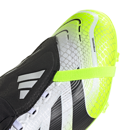 adidas Predator League FoldTongue FG Firm Ground Soccer Cleat -Cloud White / Core Black / Lucid Lemon