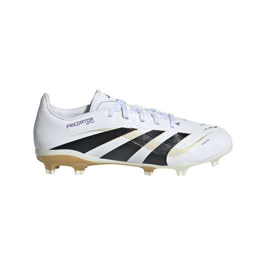 adidas Predator League FG Junior Firm Ground Soccer Cleat -Cloud White/Core Black/Gold Metallic