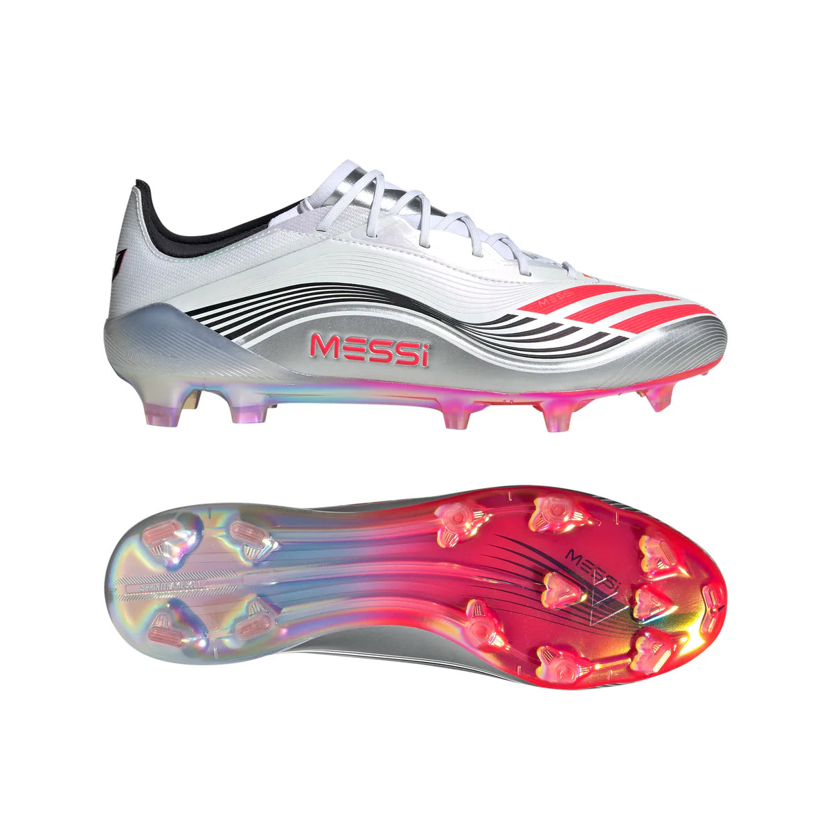 adidas F50 Elite Messi FG Firm Ground Soccer Cleats- Ftwwht/Lucred/Silvmt