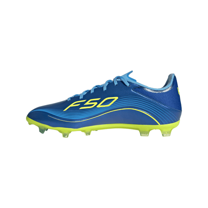 adidas F50 Messi League FG Firm Ground Soccer Cleats - Team Royal Blue/Solar Yellow/Semi Blue Burst