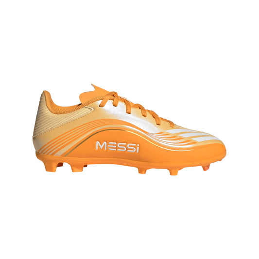 adidas Messi F50 League Junior FG Firm Ground Soccer Cleats -Ice Tangerine / Gold Metallic / Pure Tangerine