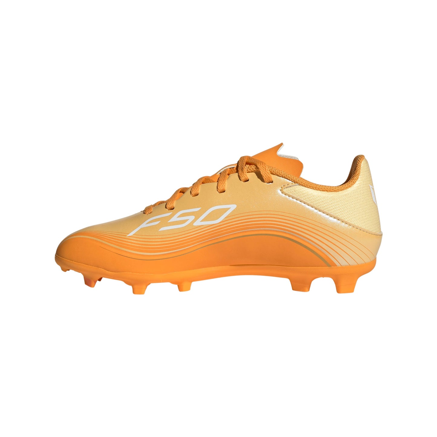 adidas Messi F50 League Junior FG Firm Ground Soccer Cleats -Ice Tangerine / Gold Metallic / Pure Tangerine