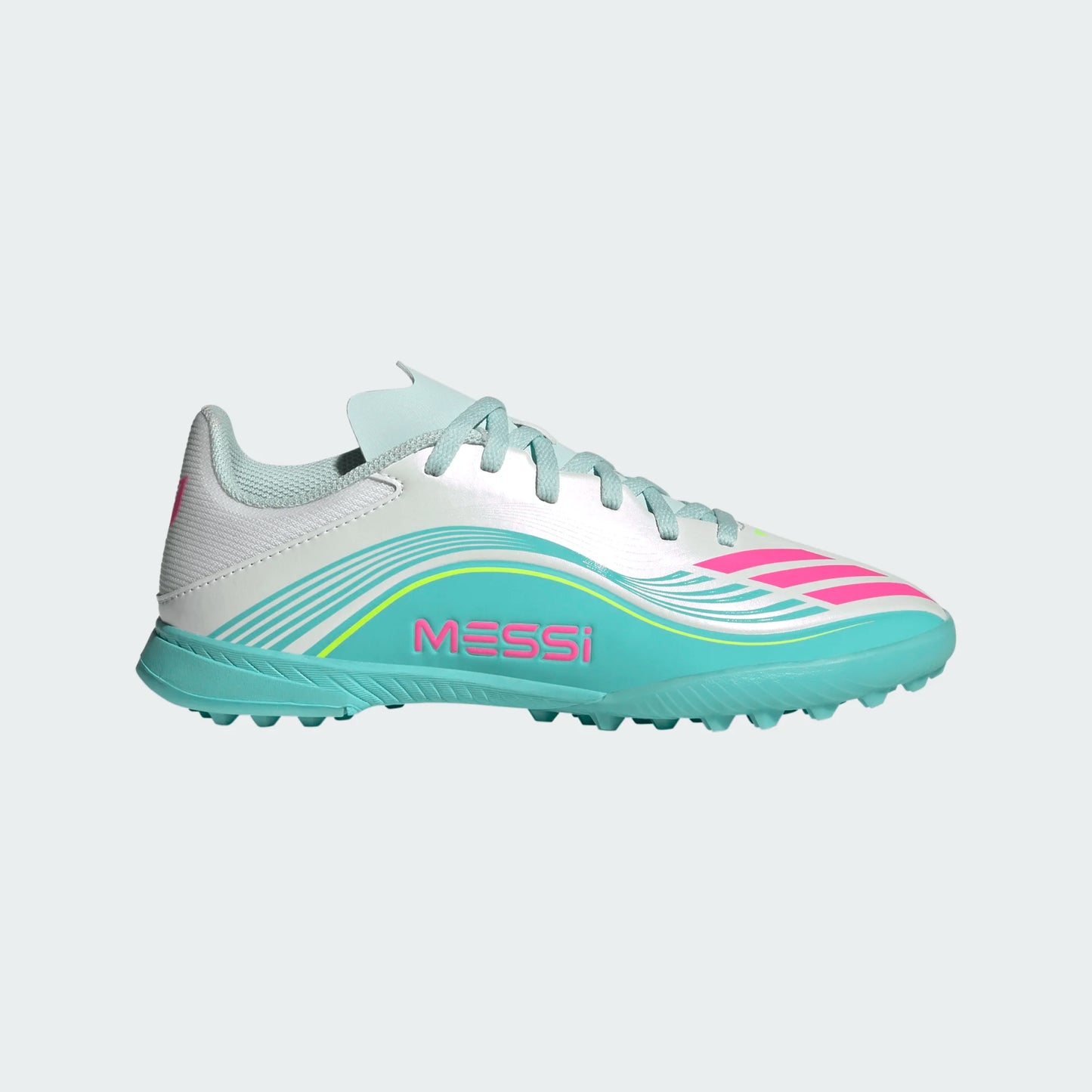 adidas F50 League MESSI TF Turf Junior - FTWhite/ Lucid Pink/ Flash Aqua